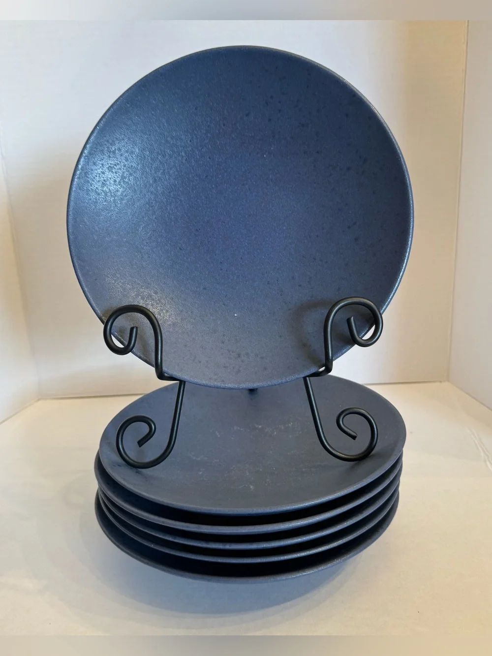 RARE Crate Barrel Craft Indigo Stoneware Coupe Salad Plate 8.5